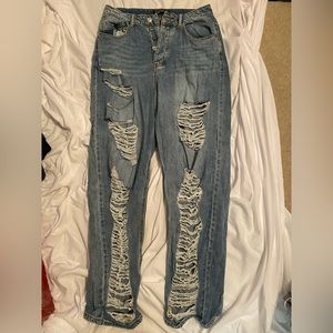 light blue distressed jeans